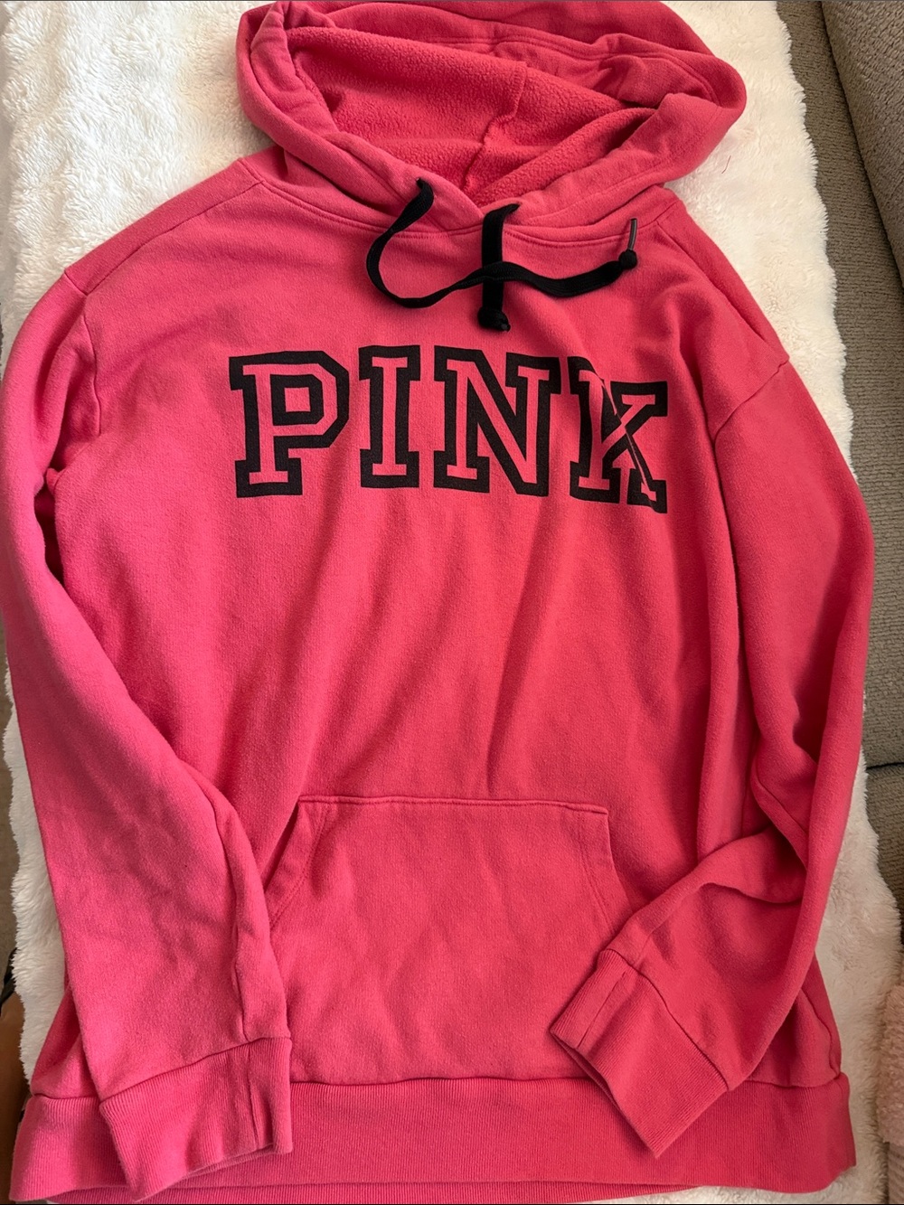 PINK Victoria's Secret Hot Pink Fleece Hoodie Sweatshirt